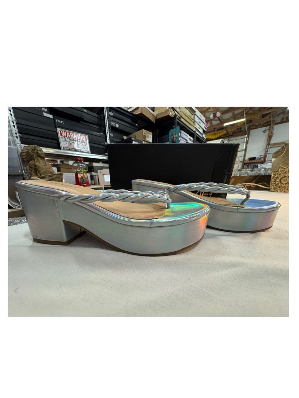 Women’s Iridescent Silver Platform Sandal